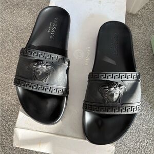 Versace Black Rubber Slides